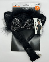 NWT Halloween Kids 3 Pc Black Cat Accessory Kit Headband Tail Bow - £7.91 GBP