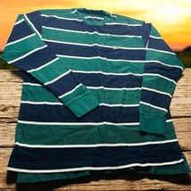 Vtg Guess Green Blue Cotton Long Sleeve Striped Pullover Men’s L - $49.43