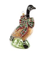 Mackenzie Child&#39;s Courtly Check Christmas Goose Glass Christmas Ornament - £128.29 GBP