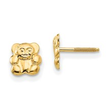 14K Gold Teddy Bear Screwback Stud Earrings Jewelry 6mm x 6mm - £38.62 GBP