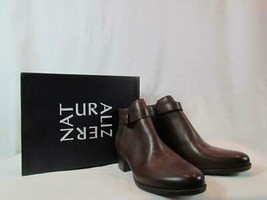 NIB Naturalizer Brown Leather Ankle Boot Buckle Accent Side Zip Sz 10 M - £75.44 GBP