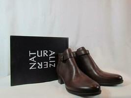 NIB Naturalizer Brown Leather Ankle Boot Buckle Accent Side Zip Sz 10 M - £72.06 GBP