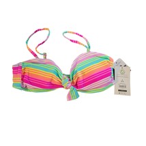 NWT No Boundaries Small 3-5 Striped Multi Colored bikini swim top - £7.86 GBP