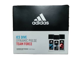 Adidas (3) Deodorant Body Spray Gift Set- Ice Dive, Dynamic Pulse, &amp; Team Force - £17.67 GBP