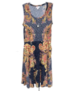 NWT 2.0 LuLaRoe Medium BEAUTIFUL Navy Blue Paisley Knit Nikki Sleeveless Dress - $44.54
