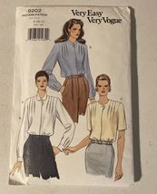 Vintage 90s Vogue Pattern 9878 Very Easy Pleated Front Blouses 8-12 Uncut - $9.99