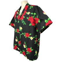 Royal Creations Vintage 90s Black Floral Hawaiian Button Up Shirt XL Poc... - $79.19