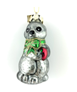 Seal Shaped Christmas Holiday Ornament Hand Painted Glass Small - £19.06 GBP