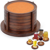 Dark Brown 6Pc. Set Of Minboo Bamboo Coasters For Coffee Table Coasters For - £28.10 GBP
