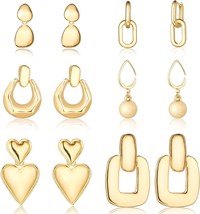 6 Pairs Gold Hoop Earrings Set for Women 14K Gold Plated Hypoallergenic Lightwei - £29.34 GBP
