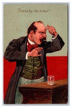Temperance Comic Man At Bar Stand By the Ticket Embossed DB Postcard W2 - $7.87