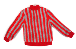 Vintage Tammy Doll Sweater Clothes Kooky Shirt Top Red &amp; Gray Striped Kn... - £35.97 GBP