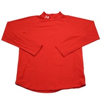 Under Armour Shirt Kids Red Plain Long Sleeve Mock Neck Activewear Top - £14.76 GBP