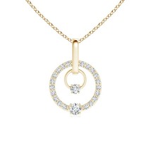 ANGARA Lab-Grown 0.23 Ct Circle of Love Double Diamond Mom&#39;s Pendant Necklace - £489.97 GBP