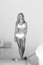 Farrah Fawcett rare 1970&#39;s pose in white bikini by boat dock 18x24 Poster - $23.99