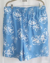 KS ISLAND LT BLUE WHITE FLORAL SWIM TRUNKS SZ XL #8858 - £7.07 GBP