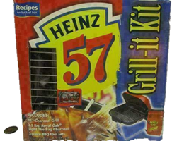 Ed&#39;s Variety Store Heinz 14&quot; Charcoal Grill Kit with 3 Piece BBQ Tool Kit - $82.99