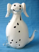 Dalmatian Dalmation Hand Blown Art Glass Figurine Statue Large Heavy Bla... - $44.25