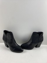 ALDO Black Leather Round Toe Side Zip Block Heel Ankle Boots Women’s Size 7.5 - £19.43 GBP