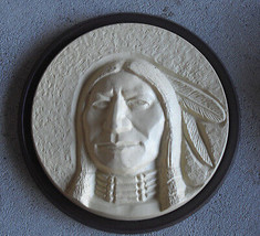 Vintage Plastic Indian Head Wall Hanging St Labre Indian School 4 3/4&quot; Tall - £14.50 GBP