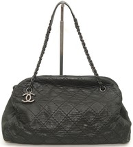 Chanel Black Quilted Just Mademoiselle Bowling Bag Iridescent Chain Shoulder - £1,337.09 GBP