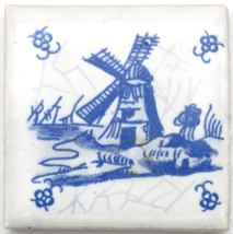 Miniature Blue &amp; White Delft Tile with Windmill - £7.96 GBP