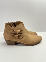 Jack Rogers Kali Suede Ankle Boot Bow Zipper Brown Booties Women&#39;s Sz 7 - £21.66 GBP