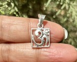 999 Silver Hindu Religious Aum Om Square Pendant, Charm Pendant Free Ship - $14.69
