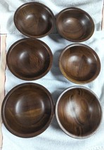 VTG Ozark Walnutware Native Wood Products 6&quot; Salad Bowls Set Of 6 MCM - £38.83 GBP