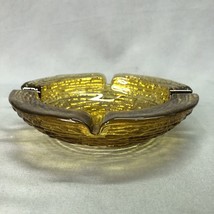 VINTAGE ANCHOR HOCKING AMBER GLASS SWIRL DESIGN ASHTRAY FOUR SLOT 1.5 X ... - £10.04 GBP