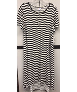 NWT 2.0 LuLaRoe XL Black &amp; White Striped Soft Knit Carly Swing Dress - $31.99