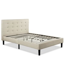 King size Taupe Beige Upholstered Platform Bed Frame with Headboard - $16,237.39 MXN