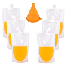 Plastic Liquor Pouches Drinking Flasks, 6 Pack Reusable Liquid Spout Bags, 10Oz, - £16.03 GBP