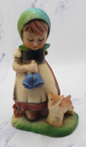 Vintage Figurine Girl With Green Outfit and Dog - £7.38 GBP