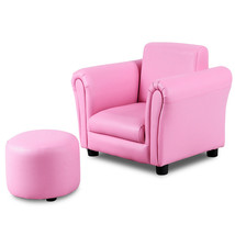 Kids Single Armrest Couch Sofa with Ottoman - Color: Pink - $84.76