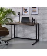 Walnut and Black Writing Desk with Built-in USB Charging Port for Study - $158.99