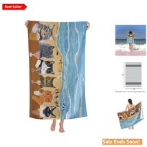 Personalized Cat Microfiber Oversized Beach Towel Quick Dry Sand Free fo... - $27.67