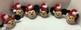 Disney Minnie Mouse Handmade Glass Ball Vintage Set of 6 Ornaments - £15.57 GBP