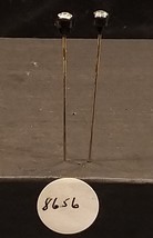 Vintage Pair of Black Top Stick Pins Crystal Embedded at Top - £10.21 GBP