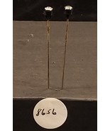 Vintage Pair of Black Top Stick Pins Crystal Embedded at Top - £10.37 GBP