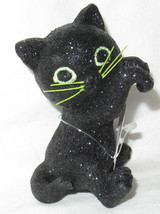Bath &amp; Body Works Candle Jar Clinger Hanger Halloween Glitter Black Cat Green - £20.31 GBP