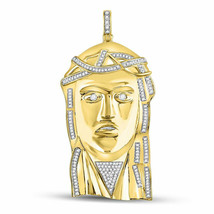 10kt Yellow Gold Mens Round Diamond Jesus Face Charm Pendant 1/2 Cttw - £996.29 GBP
