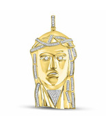 10kt Yellow Gold Mens Round Diamond Jesus Face Charm Pendant 1/2 Cttw - £976.89 GBP
