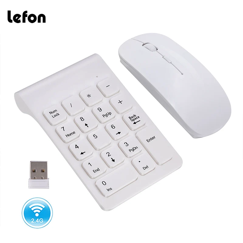 Lefon 2.4GHz Wireless Digital Keyboard Mini Numeric Keypad 18 Keys White Keypad - £15.76 GBP+