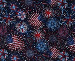 Cotton USA Patriotic Fireworks 4th of July Blue Fabric Print by Yard D30... - $14.95