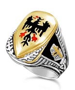 Germanic Eagle Shield sterling silver  ring - €80,69 EUR