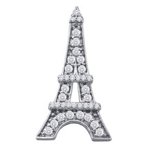 10k White Gold Womens Round Diamond Eiffel Tower Pendant 1/3 Cttw - £286.30 GBP