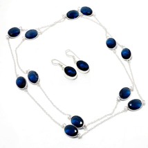 Iolite Oval Shape Handmade Christmas Gift Necklace Set Jewelry 36&quot; SA 6859 - £7.28 GBP