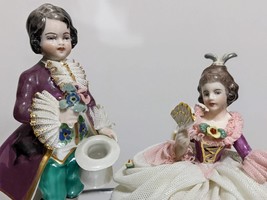 Vintage German Frankenthal Nymphenburg Lace Porcelain Figurine Set Littl... - $125.00