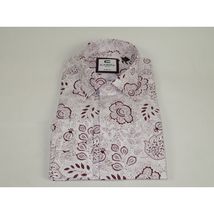 Mens Shirt CASILA Turkey Cotton Blend Long Sleeves 501700-06 Burgundy Floral image 4